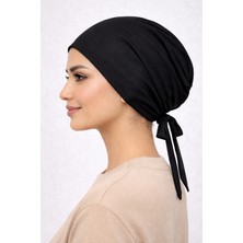 Kraftella 2’li Siyah Penye Bağlamalı Bone — Dikişli Kaymaz Tesettür Iç Bone Bandana
