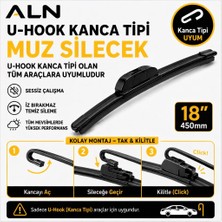 ALN Muz Silecek & U-Hook Kanca Tipi Tüm Araçlarla Uyumlu - 18 (450MM)