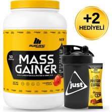 Mustang Nutrition Mass Gainer Karbonhidrat Tozu 5000 Gr 50 Servis Çilek + Shaker + Protein Kahve Hediyeli