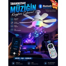 Bluetooth Müzikli Akıllı Rgb Renkli LED Işık Sessiz Motor Gece Modlu 6 Kanat Tavan Vantilatörü