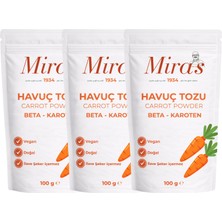 Miras 1934 Havuç Tozu - 300 G - Doğal Sebze Tozu - 100 G X3