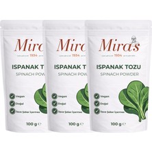 Miras 1934 Ispanak Tozu - 300 G - Doğal Sebze Tozu - 100 G X3