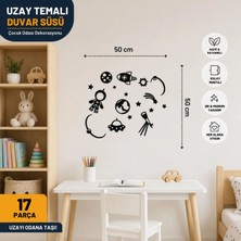 Hippodeco Uzay Temalı Siyah Ahşap Duvar Süsü – Çocuk Odası Dekoru | 50X50 cm | Kendinden Yapışkanlı