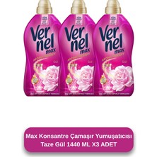 Vernelt Max 3'lü Set Gül Kokusuyla 1.44 lt Konsantre Yumuşatıcı 60 Yıkama
