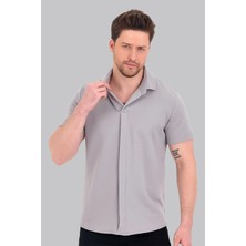Mencod Oslo Gömlek Yaka Süs Patlı Likralı Erkek T-Shirt Premium Kumaş