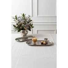 Kitchen Life 2'li Büyük Boy Oval Paslanmaz Çelik Gümüş Sunum Kayık Tabağı 30,5 cm