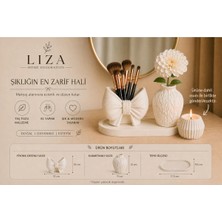 Liza Home Decoration Kabartmalı Vazo, Fiyonk & Tepsili 3’lü Dekoratif Set