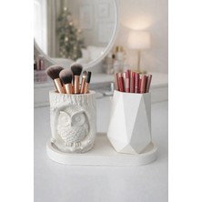 Liza Home Decoration Baykuş Desenli Organizer & Mini Vazo Dekoratif Set ( Tepsili )