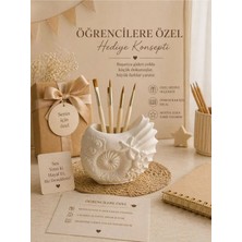 Liza Home Decoration Dekoratif Deniz Kabuğu Kabartmalı Fırçalık/ Kalemlik / Mini Saksı Düzenleyici Beyaz