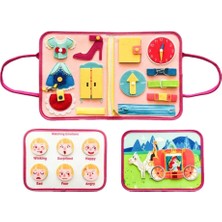 İğne İzi Montessori Keçe Eğitim Çantası - Günlük Rutinleri Öğreten Keçe Kitap - Prenses Desenli Keçe Aktivite Kitabı – Çocuklar İçin Eğitici Kitap -  Çocuk Eğitim Oyuncağı