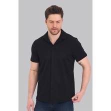 Mencod Oslo Gömlek Yaka Süs Patlı Likralı Erkek T-Shirt Premium Kumaş