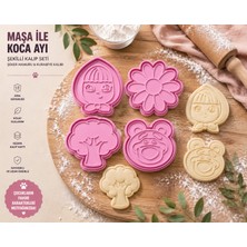 Studio Aslan Design Maşa ile Koca Ayı Şeker Hamuru ve Kurabiye Kalıbı Seti 4'lü – Çocuk Temalı Fondant Kalıp Seti