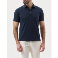 Paul & Shark Erkek Düğme Kapama Kısa Kol %100 Pamuk Mavi Polo Yaka T-Shirt 26411220-013