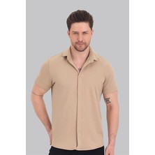 Mencod Oslo Gömlek Yaka Süs Patlı Likralı Erkek T-Shirt Premium Kumaş