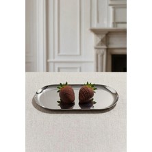 Kitchen Life Küçük Boy Oval Paslanmaz Çelik Gümüş Sunum Kayık Tabağı 23 cm