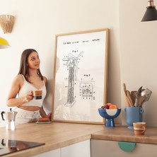 Pegziz Rüzgar Jeneratörü Patent Teknik Çizim Tablosu Enerji Sistemi Duvar Dekor Tablo