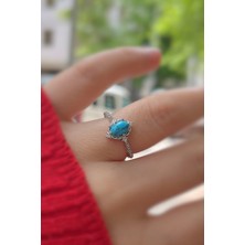 Erer Gümüş 925 Ayar Gümüş Oval Firuze Taşlı Vintage Yüzük