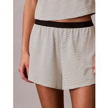 Calvin Klein Kadın Rahat Kalıp Beli Lastikli Kısa Ekru Şort LV00QS7614-58V