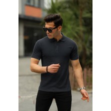 Comstar Erkek Kıvrılmaz Polo Yaka Cepsiz Slim Fit Dar Kesim Düz T-Shirt