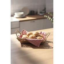 Kitchen Life Surrèel Hasır Görünümlü Kulplu Ekmeklik Sepeti - Sebzelik Meyvelik Sunumluk ve