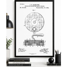 Pegziz Curling Taşı Mekanizması Patent Teknik Çizim Tablosu Duvar Dekor Tablo