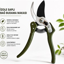Badem10 Bağ Makası Bahçe Bitki Çiçek Budama Makası Izole Saplı Ergonomik Keskin Çelik Dal Kesme Makası