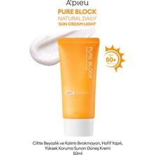 MISSHA Kalıntı Bırakmayan Güneş Kremi APIEU Pure Block Natural Daily Sun Cream Light SPF50+ PA++++