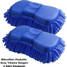Friemats Mikrofiber Araba Yıkama Eldiveni Süngeri Temizleme Tutamaçlı Oto Bakım Yıkama Bezi Püsküllü 2 Adet