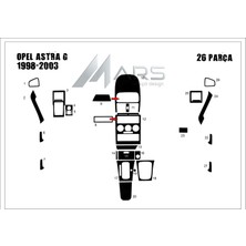 Mars Cockpit Design Opel Astra G Konsol-Torpido Kaplama (Analog Klima) 1998-2003 Piano Black
