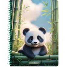 Keskin Color Keskin 16,5 x 22,5 Çizgili Pp Kapak Sevimli Hayvanlar Spiralli Defter - Panda