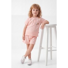 Joy Kids Kız Çocuk Çiçek Detaylı Günlük Rahat Takım (2-5yaş) (Somon)