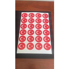 Prime Concept Türk Bayrağı 24 Lü Yuvarlak 4.5 cm Çaplı Sticker Etiket