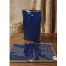 Aybaş Kağıtçılık Mavi Lüks Gold Şeritli , El Geçme Hediye Paketi Seti 28X40 cm (6 Adet)