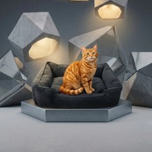 Brt Pet Kedi Yatağı, Küçük Irk Köpek Yatağı 60x45 Karışık Gri Tonlarda