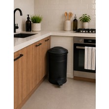 Naturel Metal Galvaniz Metal Pedallı Çöp Kovası 35 Lt Mutfak, Banyo,Ofis, Dış Mekan