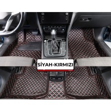 Volvo S90 2016-2025 Siyah Üzeri Kırmızı Dikiş 8d Diamond Kaymaz Deri Oto Paspas