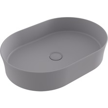 Bocchı Bocchi Sottile Slim Line Tezgah Üstü Eli̇ps 55X38CM. Lavabo - Mat Gri̇ - 1521-006-0125