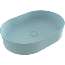 Bocchı Bocchi Sottile Slim Line Tezgah Üstü Eli̇ps 55X38CM. Lavabo - Mat Buz Mavi̇si̇ - 1521-029-0125