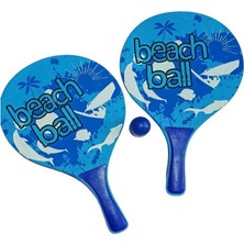 Renklime Beach Ball Tahta Raket - 3394 - Mavi (Lisinya)