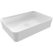 Bocchı Bocchi Sottile Slim Line Tezgah Üstü Di̇kdörtgen 55X38CM. Lavabo - Beyaz - 1476-001-0125