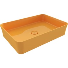 Bocchı Bocchi Sottile Slim Line Tezgah Üstü Di̇kdörtgen 55X38CM. Lavabo - Parlak Mand. Sarisi - 1476-021-0125
