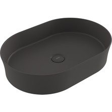 Bocchı Bocchi Sottile Slim Line Tezgah Üstü Eli̇ps 55X38CM. Lavabo - Mat Antrasi̇t - 1521-020-0125