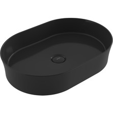 Bocchı Bocchi Sottile Slim Line Tezgah Üstü Eli̇ps 55X38CM. Lavabo - P.si̇yah - 1521-005-0125