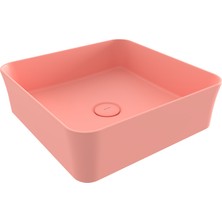 Bocchı Bocchi Sottile Slim Line Tezgah Üstü Kare 38X38CM. Lavabo - Mat Somon - 1477-032-0125