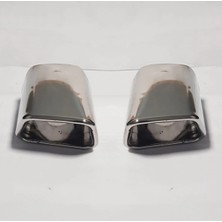 Tok Kare Takım Sağ & Sol Yassı Egzoz Ucu Sport Krom Skoda Bmw Porsche Volkswagen Cupra Mercedes Seat