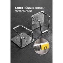 Destpak 1 Adet Sünger Tutucu - Mutfak Askısı - 304 Kalite Paslanmaz Çelik - Vidasız Ekstra Güçlü Yapışkanlı
