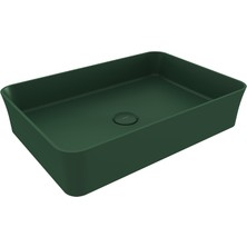 Bocchı Bocchi Sottile Slim Line Tezgah Üstü Di̇kdörtgen 55X38CM. Lavabo - Mat Yeşi̇l - 1476-027-0125