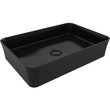Bocchı Bocchi Sottile Slim Line Tezgah Üstü Di̇kdörtgen 55X38CM. Lavabo - Parlak Si̇yah - 1476-005-0125