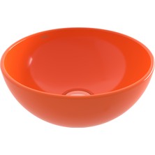 Bocchı Bocchi Sottile Slim Line Tezgah Üstü Yuvarlak 26CM. Lavabo - Parlak Turuncu - 1471-012-0125