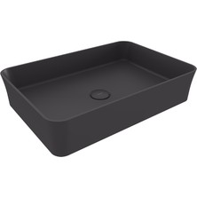 Bocchı Bocchi Sottile Slim Line Tezgah Üstü Di̇kdörtgen 55X38CM. Lavabo - Mat Antrasi̇t - 1476-020-0125